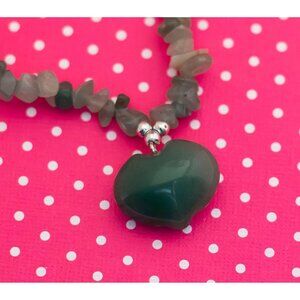 Vintage Jade Heart Necklace 17 1/2 inch - P6